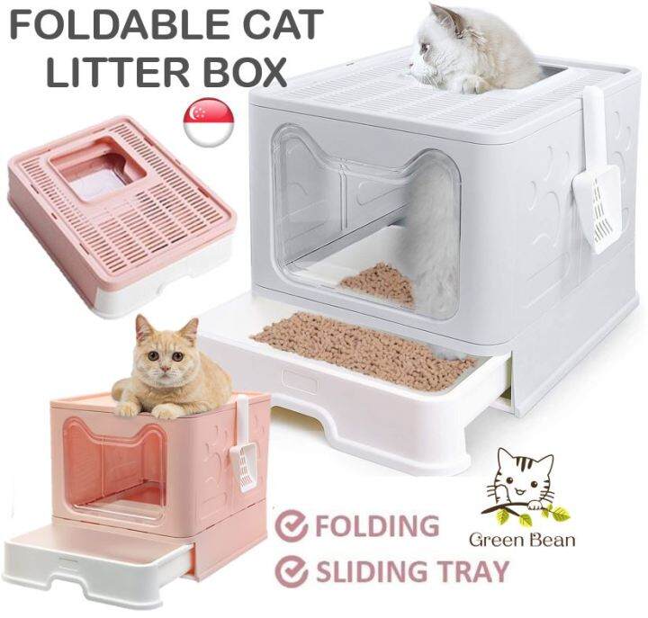 Large Enclosed Foldable Cat Litter Box / Extra Large/ Cat Full Enclosed ...