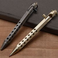 Solid Brass Gel Ink Pen Retro Hexagonal Bolt Action Writing Tool School Office Stationery Supplies Pens