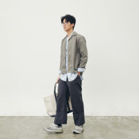 Headboyy - กางเกงทรงกระบอกหลวม พับชายขา - FOLDED HEM STRAIGHT TROUSERS - Dark Grey