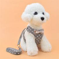 Small Dogs Pets Harness Collar Solid Color Adjustable Bow Padded Vest Harnesses With Leashes For Puppy Small Dogs Pets Supplies Collars