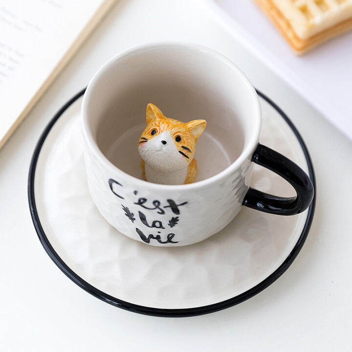 creative-ceramics-mug-with-spoon-tray-cute-cat-relief-coffee-milk-tea-handle-porcelain-cup-couple-water-cup-novelty-gifts