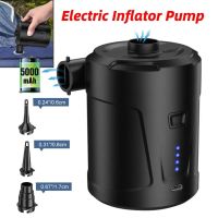 Electric Air Pump Mini Inflatable Pump For Mattress Mat Camping Portable Electric Inflator Swimming Ring Vacuum Pump w/ 5 Nozzle