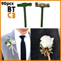 BTC3 90PCS งานเลี้ยงแต่งงานปาร์ตี้ ที่หนีบเสื้อยกทรง พลาสติกทำจากพลาสติก ดีไอวาย เข็มกลัดดอกไม้ปลอม อุปกรณ์ตกแต่งตกแต่ง รูปตัวที หมุดปกเสื้อ แต่งงานในงานแต่งงาน