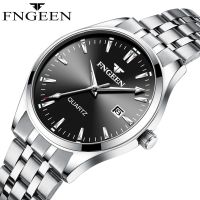 FNGEEN Fashion Men Luxury Stainless Steel Watch Calendar Date Quartz Wrist Watch Watches for Man Business Clock часы мужские