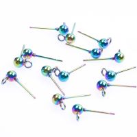 10pcs/Lot Rainbow Color Ear Studs Stainless Steel Accessories DIY Jewelry Making Supplies Handmade Earrings Material Components DIY accessories and ot