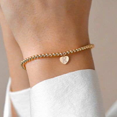 New Fashion Initial Letter Bracelet Women Pave Zirconia Gold Color Width 4mm Bead Bracelet For Women Jewelry Gift