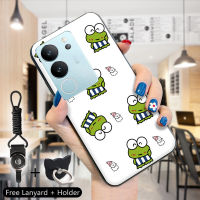 GGK เคสสำหรับ Vivo V29 5G Y78 5G Y78 + 5G สายคล้องแหวนใส่นิ้วแฟชั่นยอดนิยม Kity Cat Keroppi โชคดี Miss You อิโมติคอนยางซิลิโคนกันกระแทกเคสครอบโทรศัพท์ TPU