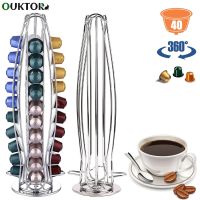 Coffee Pods Nespresso Holder Coffee Capsule Dispensing Tower Stand Fits For 40 Nespresso Capsules Storage Pod Holder 360-degree