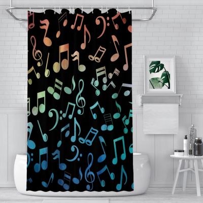 【CW】▼℡  Watercolor Shower Curtains Music Notes Partition Accessories