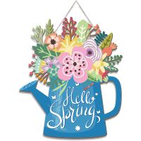 Hanging Sign Spring Wreaths Sign for Front Door Wooden Spring Door Decorations Spring Hanging Hello Sign Indoor Outdoor