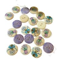 25Pcs/lot  25mm Lavender pattern Tower Flower 2 Holes Wooden Buttons Sewing DIY Craft Scrapbooking Cute Fashion Haberdashery