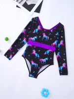 Kids Girls Gymnastics Ballet Dance Leotard Long Sleeves One-piece Dance Unitard Children Ballerina Workout Bodysuit Ballet Dress