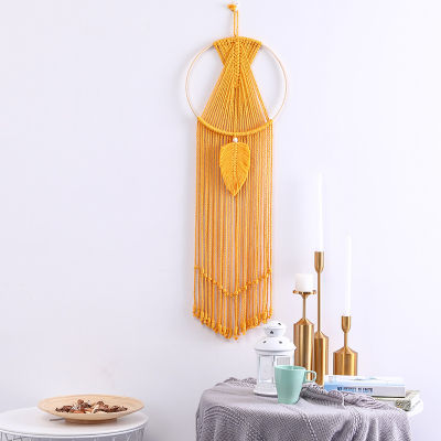 【cw】6 Colors Leaf Macrame Wall Hanging Tapestry Hand- Leaves Boho Tassel Tapestries Door Home Porch Room Decorations