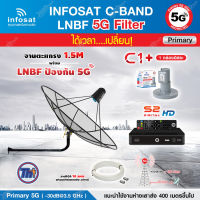 THAISAT C-BAND 1.5M (ขางอยึดผนัง 100CM.) + กล่อง PSI S2X HD + LNB 5G infosat รุ่น C1+ แถมสายRG6ตามชุด