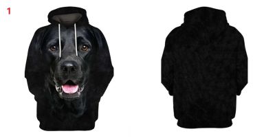 Spring Autumn Mens Hoodies with Cap 3D Digital Dog Pet Print Long Full Sleeves Casual Hip Hop Counple Women Clothes Front Pocket