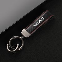 Leather car keychain horseshoe buckle jewelry key chain for Volvo XC60 with logo car Accessories