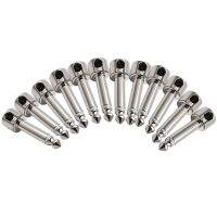 12Pcs DIY Strait Audio Solderless 6.35 Mono Plug Solder Free Plug Guitar Effect Connector Chrome