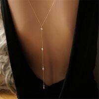 Back Drop Chain Necklaces For Women Elegant Long Crystal Wedding Accessories Backless Chain Beach Jewelry Body Chain