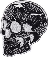 iron on patch Embroidery Skull Biker 9x7 cm กะโหลก ผี ตัวรีด เย็บติดผ้าประเทศไทย โลโก้ปัก มีกาวสำหรับรีด ตกแต่งเสื้