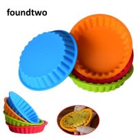 Silicone Tart Molds Non-Stick Round Fluted Flan Pan With Loose Bases Cake Mold Baking Molds Breadfruit Pie Baking Pan Kitchen Ac