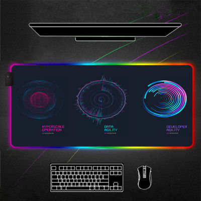 นีออนบริษัทโกลว์ RGB แผ่นรองเมาส์สีดำ Gamer อุปกรณ์เสริมขนาดใหญ่ LED M Ousepad XXL แล็ปท็อปเล่นเกมโต๊ะเสื่อที่มี Backlit ยางเสื่อคอมพิวเตอร์