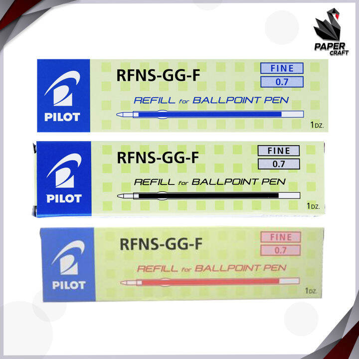 ไส้ปากกาลูกลื่น-pilot-rfns-gg-0-7mm-หมึกน้ำเงิน-หมึกแดง-และหมึกดำ-12-ไส้-กล่อง