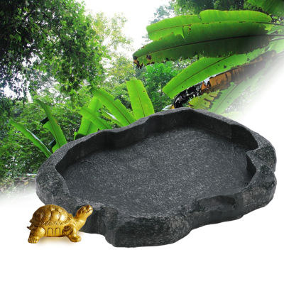 【Big Promotion】Resin Durable Reptile Rock Food and Water Dish Feeder Bowl for Tortoise Lizard