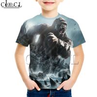 CLOOCL ภาพยนตร์ Godzilla Vs Kong 3D พิมพ์แฟชั่นเด็กน่ารักแขนสั้นเสื้อยืด