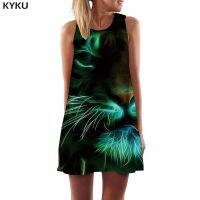 【Ladies shop】 KYKUTigerWomen BlackAnimal ShortLadies Dresses Gothic Vestido Sexy Womens Clothing Casual