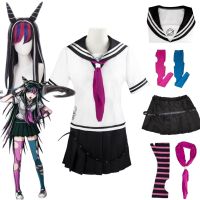 อะนิเมะเกี่ยวกับกระสุนปืนแตก Mioda Ibuki ชุดคอสเพลย์ผู้หญิงวิกปีศาจสีสันสดใสชุดสูทกะลาสีเรือ JK ชุดคอสเพลย์ Beauty And The BEAST ฮาโลวีน