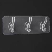 【YF】 Transparent Hooks Without Holes Plastic Adhesive Strong Sticky Wall-mounted Behind The Door With Rows Of