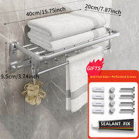 Bathroom Shelf Towel Rack Wall-mounted Punch-free Aviation Aluminum Bathroom Shelves ​shower Shelves Bathroom Organize