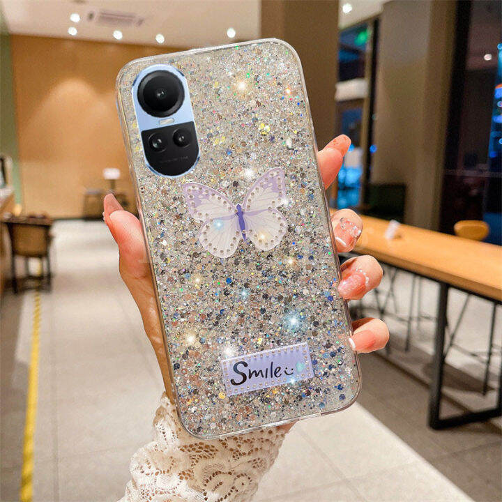 เคสใส่โทรศัพท์ลายผีเสื้อระยิบระยับสุดหรูสำหรับ-oppo-reno-10-5g-เคสโทรศัพท์ซิลิโคนนิ่มกันกระแทก-oppo-reno-10-reno10-pro-reno-10-pro-ฝาครอบ-oppo-reno-10pro-plus-5g