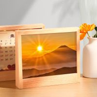 Calendar desk calendar in 2023 the new solid wood frame custom rabbit glow contracted creative desktop decoration office wooden furnishing articles calendar 2022 corporate gifts customized LOGO advertising information