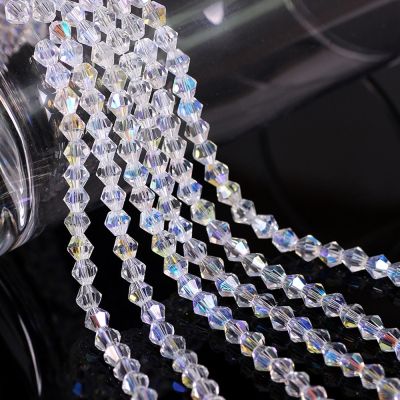 4mm 95 Pcs/set Diamond Shape Glass Crystal Beads for Diy Jewelry Making Accessories