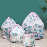 Large Drawstring Mesh Laundry Bag Household Dirty Clothes Storage Basket Underwear Socks Elephant Print