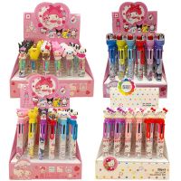 36pcs Sanrio Multicolor Pen Melody Cinnamoroll Kuromi Hello Kitty Ballpen 6colors Ballpoint School Supplies Stationery Wholesale Pens