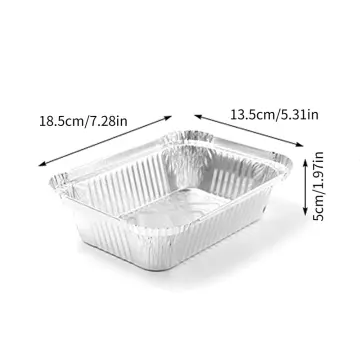 50Pcs Disposable Rectangle Aluminum Foil Food Tray Baking Pan