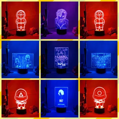 Squid Game Figure 3D Lamp RGB Led Panel Lights For Home Decor Night Lights Gift To friend