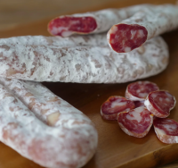 dry air cured 100% local free range pork saucisson, salami ไส้กรอกแห้ง