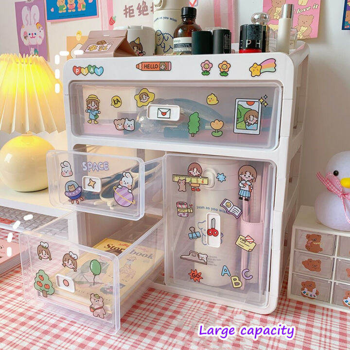 minkys-kawaii-large-capacity-transparent-drawer-type-desktop-organizer-desk-storage-box-pen-holder-school-office-stationery