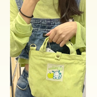 Hot Kawaii Pochacco Corduroy ผู้หญิงกระเป๋าถือ Casual Tote กระเป๋าสะพายขนาดใหญ่ความจุกระเป๋าเดินทางน่ารักสุภาพสตรี Crossbody กระเป๋า