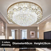 EASYHOME Nordic Modern Round Crystal Ceiling Light 3 Colors Dimming Remote Control Lamp LED Lamp Lighting Decoration Lighting for Living Room