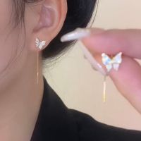 2022 Inlaid Zircon Butterfly Earrings Delicate Simple Golden Butterfly Earrings Personalized Jewelry Earrings Anniversary Gift