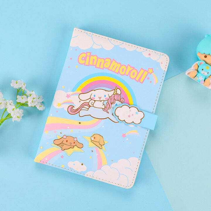 sanrio-animation-hello-my-melody-นักเรียนน่ารัก-magnetic-buckle-notebook-a6-big-eared-dog-creative-tanning-diary-notepad