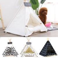 สัตว์เลี้ยงแมวสุนัข Teepee กับเบาะและกระดานดำ,เต็นท์สุนัขแบบพกพาและบ้านสัตว์เลี้ยง,ไม้ผ้าใบ Tipi พับเต็นท์สัตว์เลี้ยงสัตว์ขนาดเล็กเตียง