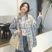 Shirts Women Long Sleeve Turn-down Collar Simple Plaid Retro All-match Shirt Womens Blusas Mujer De Moda 2020 Korean Kawaii Top