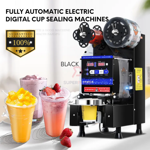 Black Fully Automatic Electric Cup Sealing Machine Bubble Tea Cup
