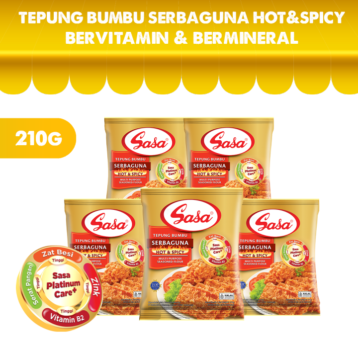 Sasa Tepung Bumbu Serbaguna Hot Bervitamin And Bermineral 210gr 5pcs