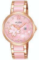 นาฬิกาข้อมือผู้หญิง ALBA รุ่น AXU040X1ขนาดตัวเรือน 33.5 มม. สีพิงค์โกลด์/ชมพู Quartz 3 เข็ม มีวันที่ Index บอกเวลา ประดับด้วยคริสตัลจาก Swarovski®